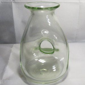 MOUTH BLOWN PINCHED GLASS VASE + A HINT OF GREEN 7"